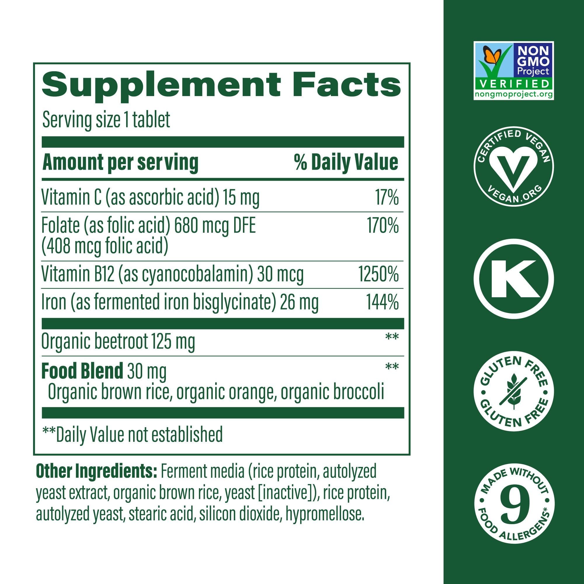 MegaFood Blood Builder Iron Supplement (30 Tablets) & Collagen Peptides (20 oz) Bundle - Iron for Red Blood Cell Production - Collagen for Hair, Skin & Nails - Gluten Free - Image 4