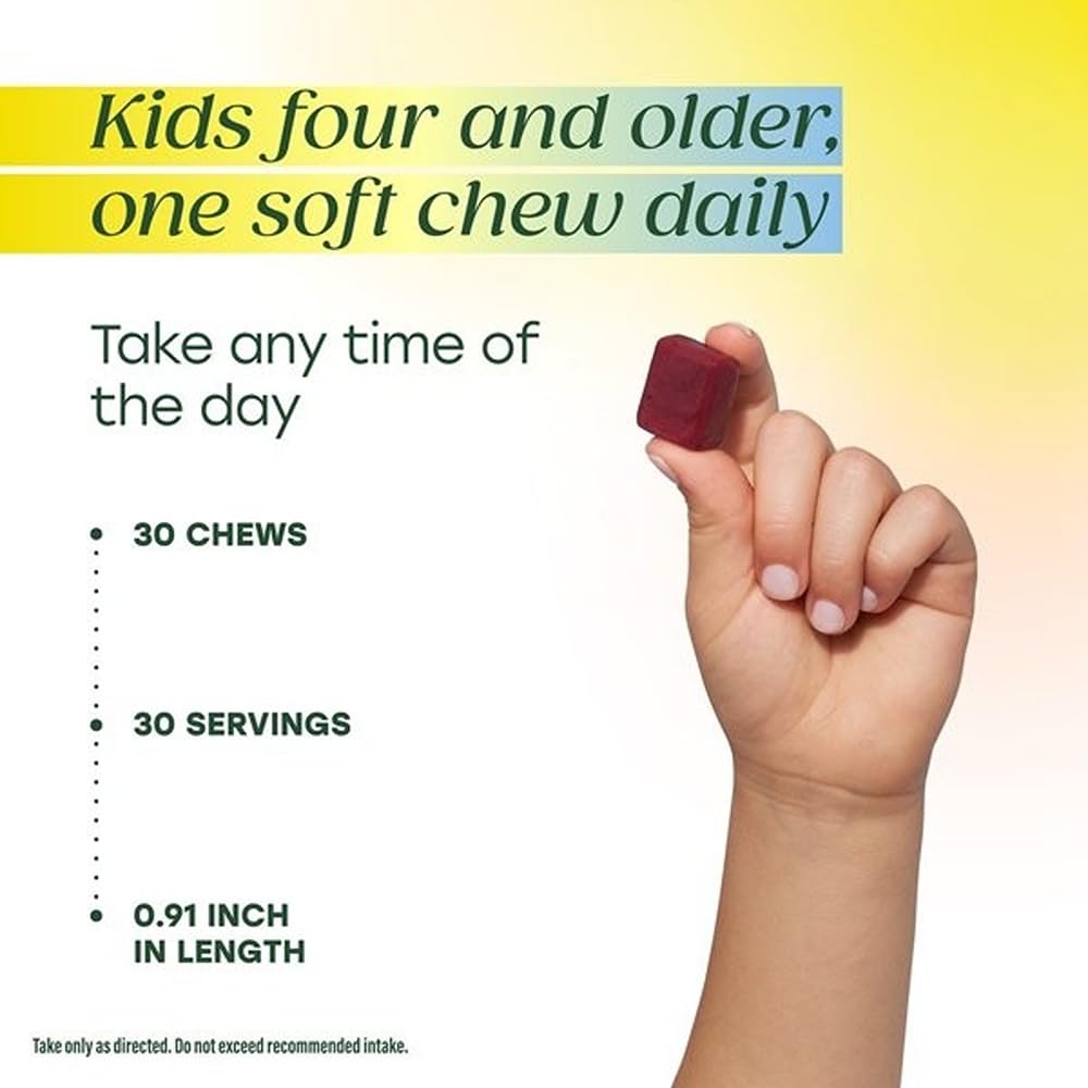 MegaFood One Daily Kids Vitamins Multivitamin Soft Chews - Vitamin B, C, D & E - Age 4+, Vegetarian, Made Without 9 Food Allergens - Grape Flavor – 30 Chews (2 Pack) - Image 5