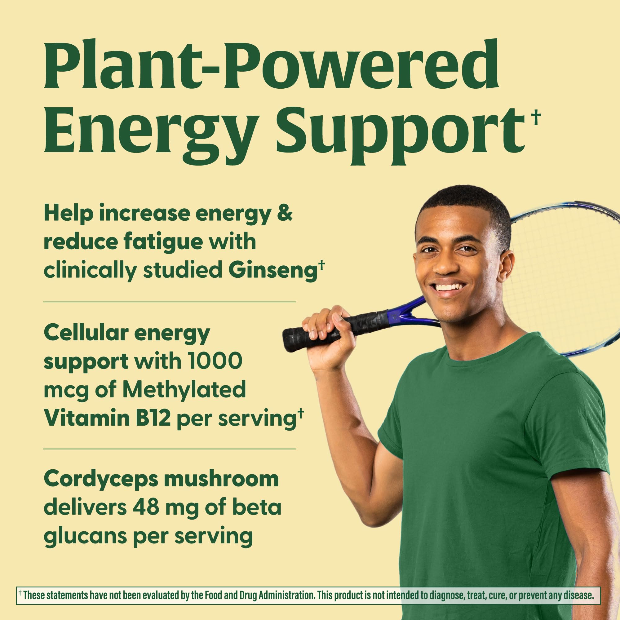 MegaFood Superfood Mushroom Energy Support - Cordyceps Mushroom Supplement with Methylated B12 Vitamins & Panax Ginseng - Doctor Formulated, Gluten-Free, Vegan - 60 Capsules, 30 Servings - Image 3